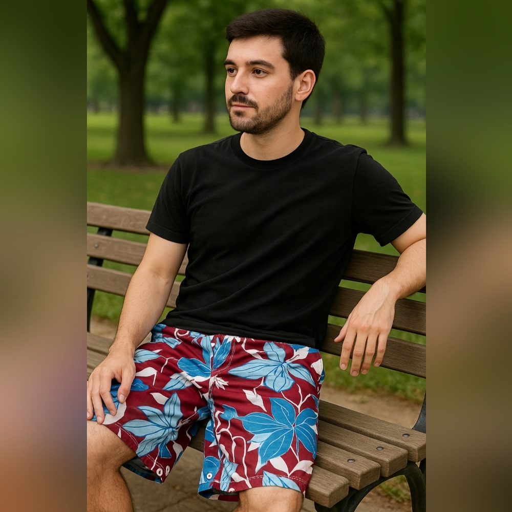 Men's Floral Blue and Red Shorts